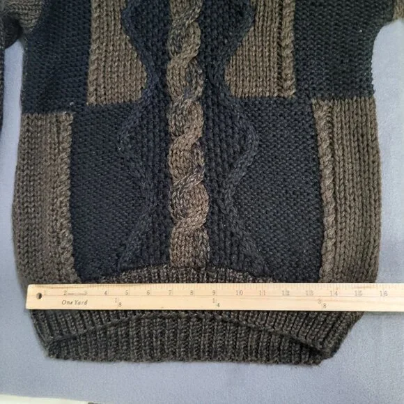 SOLE Men's Small VTG Sweater Brown/Black Pullover Retro Korea Ugly Old Money - Picture 5 of 5